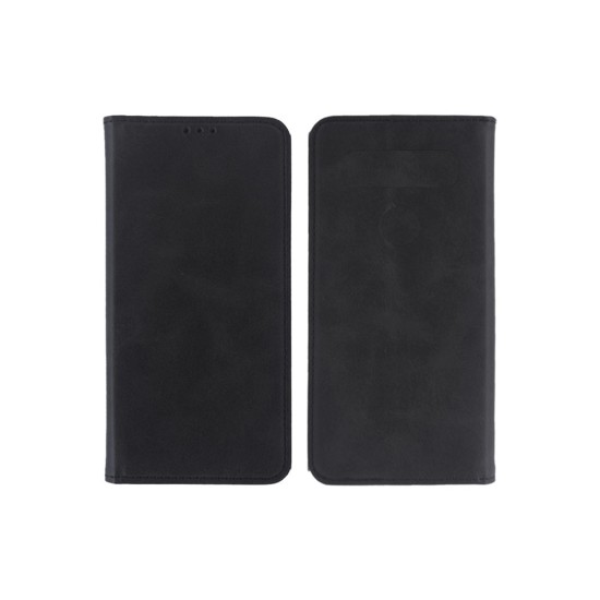 Leather Flip Cover with Internal Pocket for TCL 10 SE Black